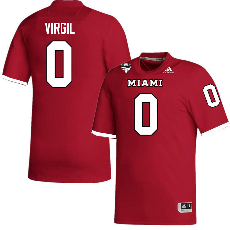 Miami University Redhawks #0 Reggie Virgil College Football Jerseys Stitched-Red